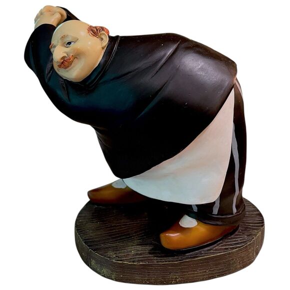 7in Resin Chubby Waiter Wine Bottle Holder Figurine Kitchen Bar Decor - Picture 7 of 10